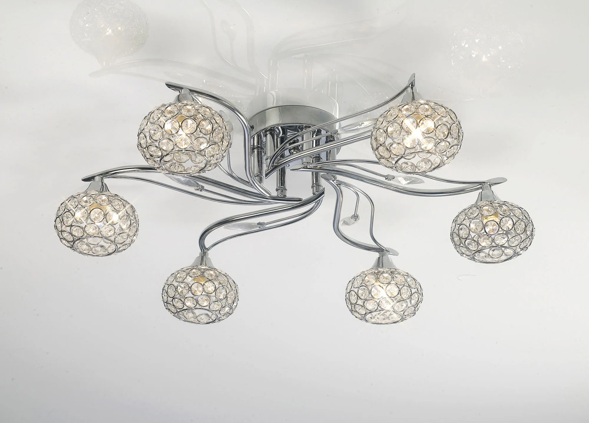 Leimo Crystal Ceiling 6 Light Polished Chrome